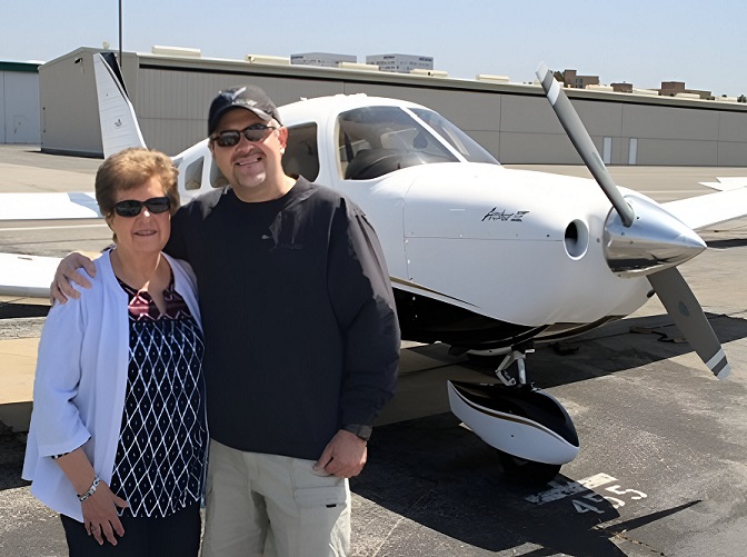 Whirley and his mother after a flight